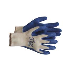 BOSS 8426XL Ergonomic Protective Gloves, XL, Knit Wrist Cuff, Latex Coating, Blue