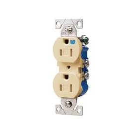 Eaton Wiring Devices TWR270V Duplex Receptacle, 2 -Pole, 15 A, 125 V, Push-in, Side Wiring, NEMA: 5-15R, Ivory
