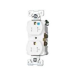 Eaton Wiring Devices TWRBR20W-BXSP Duplex Receptacle, 2 -Pole, 20 A, 125 V, Back, Side Wiring, NEMA: 5-20R, White