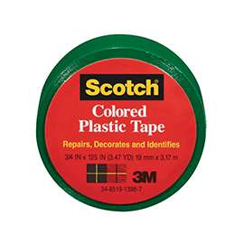 Scotch 190G Conformable, Extra-Stretchy Colored Tape, 125 in L, 3/4 in W, Green