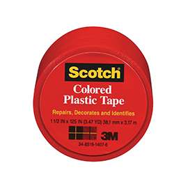Scotch 191R Conformable, Extra-Stretchy Colored Tape, 125 in L, 1-1/2 in W, Red