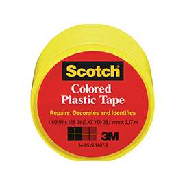 Scotch 191Y Conformable, Extra-Stretchy Colored Tape, 125 in L, 1-1/2 in W, Yellow