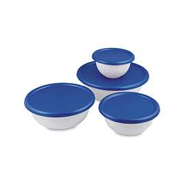 Sterilite 0747 Bowl Set, 1.5, 2.5, 4, 5.6 qt Capacity, Round, Plastic, White