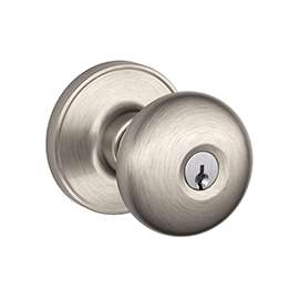 Schlage J Series J54 STR 619 Keyed Entry Knob, Brass, Satin Nickel