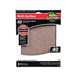Gator 4439 Sanding Sheet, 11 in L, 9 in W, 40 Grit, Coarse, Aluminum Oxide Abrasive