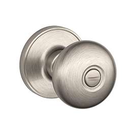 Schlage J Series J40 STR 619 Privacy Door Knob, Brass, Satin Nickel