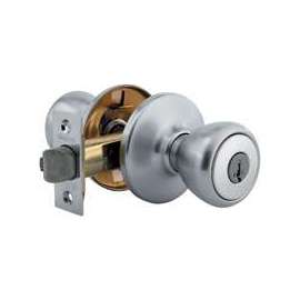 Kwikset 400T26D6ALRCSK3V1 Entry Knob, 3 Grade, Satin Chrome, 2-3/8, 2-3/4 in Backset, K3 Keyway