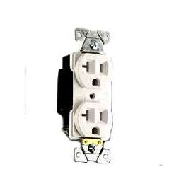 Eaton Wiring Devices 5352W Duplex Receptacle, 20 A, 2-Pole, 5-20R, White