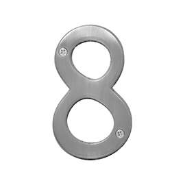 HY-KO Prestige Series BR-43SN/8 House Number, Character: 8, 4 in H Character, Nickel Character, Brass