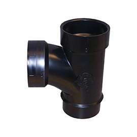 CANPLAS 105151LBC Sanitary Pipe Tee, 1-1/2 in, Spigot x Hub, ABS, Black