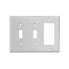 Eaton Wiring Devices 2173W-BOX Combination Wallplate, 4-1/2 in L, 6-3/8 in W, 3 -Gang, Thermoset, White