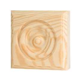 Waddell RTB25-36 Trim Block, 2-3/4 in H, 2-3/4 in W, Rosette Pattern, Pine Wood