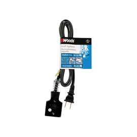 CCI 0290 Extension Cord, 6 ft L, 15 A, 125 V, Black