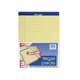 Top Flight N 11 4513094 Legal Pad, 11-3/4 in L x 8-1/2 in W Sheet, 50-Sheet, Canary Yellow Sheet