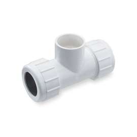 NDS CPT-1000-S Pipe Tee, 1 in, Compression x Slip-Joint, PVC, White, SCH 40 Schedule, 150 psi Pressure