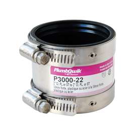 FERNCO P3000-22 Transition Coupling, 2 in, PVC, SCH 40 Schedule, 4.3 psi Pressure