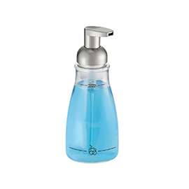 iDESIGN Basic 50100 Foaming Soap Dispenser, 14 oz Capacity, Plastic, Clear, Brushed Nickel