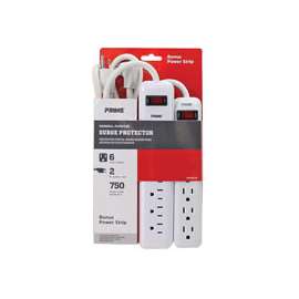 Prime PBCB0004 General-Purpose Surge Protector, 125 V, 15 A, 6 -Outlet, 750 J Energy, 