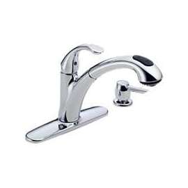 DELTA Classic Series 16929-SD-DST Kitchen Faucet with Soap Dispenser, 2.2 gpm, 1-Faucet Handle, Brass, Chrome Plated