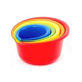 CHEF CRAFT 21663 Mixing Bowl Set, 0.9, 1.5, 2.5, 4, 5.5 qt Capacity, Plastic, Assorted