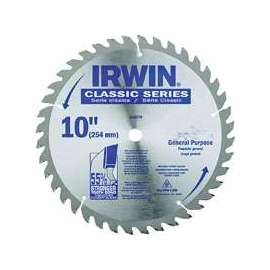 IRWIN 15270 Circular Saw Blade, 10 in Dia, 5/8 in Arbor, 40-Teeth, Carbide Cutting Edge