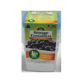 Arrow Plastic 4305 Storage Container, 1.5 pt Capacity, Plastic, Clear, 4-1/4 in L, 4-1/4 in W, 6-1/4 in H