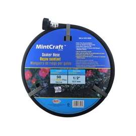 Landscapers Select P174-161102 Soaker Hose, 50 ft L, Plastic Male and Female Couplings, Rubber, Black