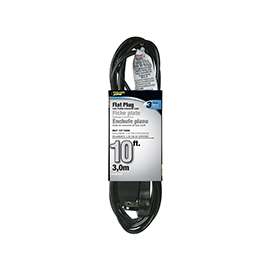 PowerZone Extension Cord, 16 AWG Cable, 5-15P Grounded Plug, 5-15R Grounded Receptacle, 10 ft L, 13 A, 125 V