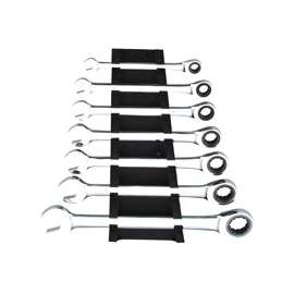 Vulcan PG7M Wrench Set, 7-Piece, Chrome Vanadium Steel, Mirror Polish, Silver, Specifications: Metric