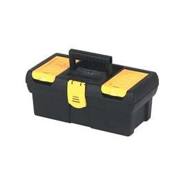 STANLEY STST13011 Tool Box with Tote Tray, 1.1 gal, Plastic, Black/Yellow, 4-Compartment