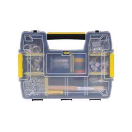 STANLEY STST14021 Tool Storage Organizer, 8-1/2 in W, 2.9 in H, 10-Drawer, Plastic, Black/Clear Yellow