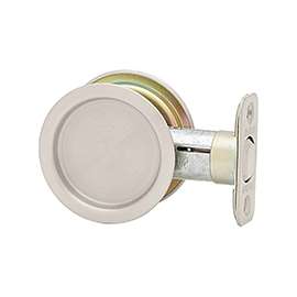Kwikset 334 15 RND Pocket Door Lock, Satin Nickel, 2-3/8 in Backset