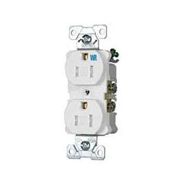 Eaton Wiring Devices TWRBR15W-BXSP Duplex Receptacle, 2 -Pole, 15 A, 125 V, Back, Side Wiring, NEMA: 5-15R, White