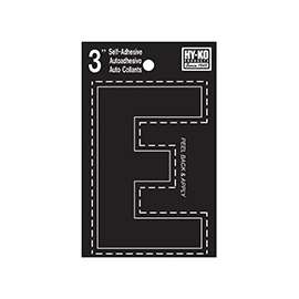 HY-KO 30400 Series 30415 Die-Cut Letter, Character: E, 3 in H Character, Black Character, Vinyl