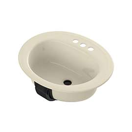 BOOTZ Azalea Series 021-2445-06 Lavatory Sink, Oval Basin, 2-Deck Hole, 20 in OAW, 17 in OAH, 7-13/16 in OAD, Steel