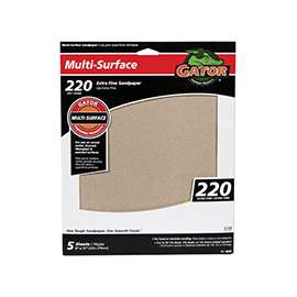 Gator 4443 Sanding Sheet, 11 in L, 9 in W, 220 Grit, Extra Fine, Aluminum Oxide Abrasive