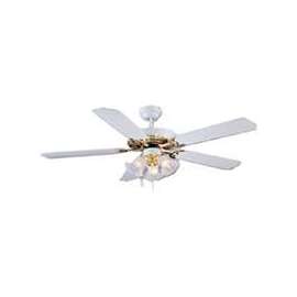 Boston Harbor Ceiling Fan Light Kit, Candelabra, 3, 60 W Lamp, White, Polished Brass, 18-1/2 In H