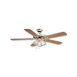 Boston Harbor Ceiling Fan Light Kit, Candelabra, 3, 60 W Lamp, Polished Brass, 17-1/4 In H X 52 In W