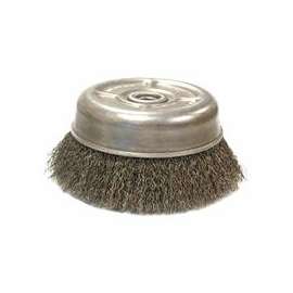 Crimped Wire Cup Brush, UC/UCX Series, 6 in Dia., 5/8 Arbor, .014 Carbon Steel