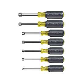 KLEIN TOOLS 631 Nutdriver Set, 7-Piece, Steel, Chrome, Black, Specifications: 3 in Shank