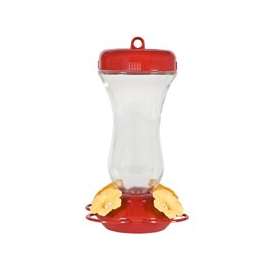 Perky-Pet 131TF Bird Feeder, 16 oz, 4-Port/Perch, Glass/Plastic, Red, 9-3/4 in H