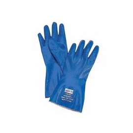 Nitri-Knit Supported Nitrile Gloves, Elastic Cuff, Interlock Lined, Size 9, Blue