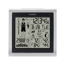 La Crosse 308-1451 Fisherman Forecast Station, 32 to 122 deg F, 1 to 99 % Humidity Range, LED Display