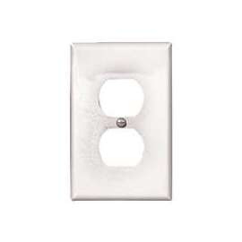 Eaton Wiring Devices PJ8W-CP-L Mid-Size Duplex and Single Receptacle Wallplate, 1-Gang, Polycarbonate, White