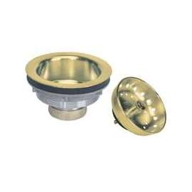 Plumb Pak PP5435PB Basket Strainer, Stainless Steel, Polished Brass, For: 3-1/2 in Dia Opening Kitchen Sink