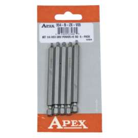 Square Recess Bits, Hex Drive Type, 3 1/2 in
