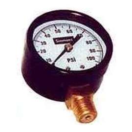 Simmons 1305 Pressure Gauge, 1/4 in Connection, MPT, 2 in Dial, Steel Gauge Case, 0 to 100 lb, Lower Connection