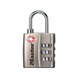 Master Lock 4680DNKL Luggage Lock, 1/8 in Dia Shackle, 3/4 in H Shackle, Steel Shackle, Metal Body, Nickel