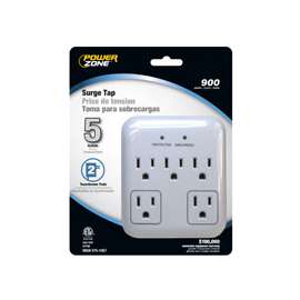 PowerZone OR802155 Tap Surge Protector, 15 A, Gray & White