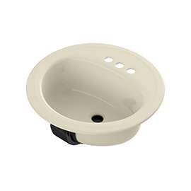 BOOTZ Laurel Series 021-2435-06 Lavatory Sink, Round Basin, 3-Deck Hole, 19 in OAW, 19 in OAH, 7-13/16 in OAD, Steel